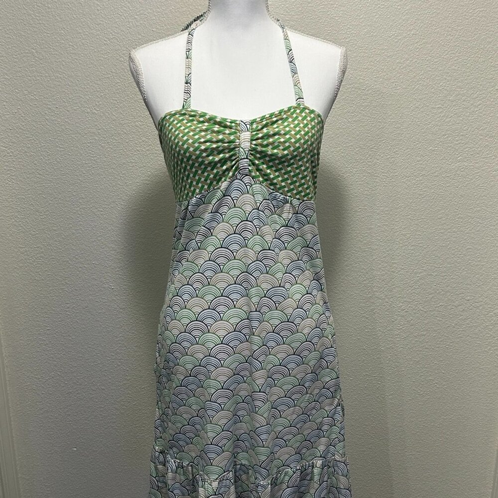 Element white multicolored sundress, adjustable halter tie, pockets, large